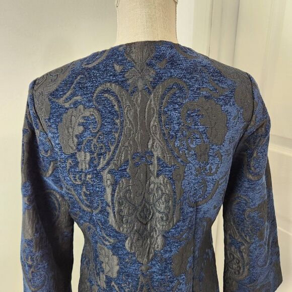 Lucky Brand Blazer Womens S Blue Floral Embroidered Goth Witch Vampire Regal VTG - Picture 9 of 16